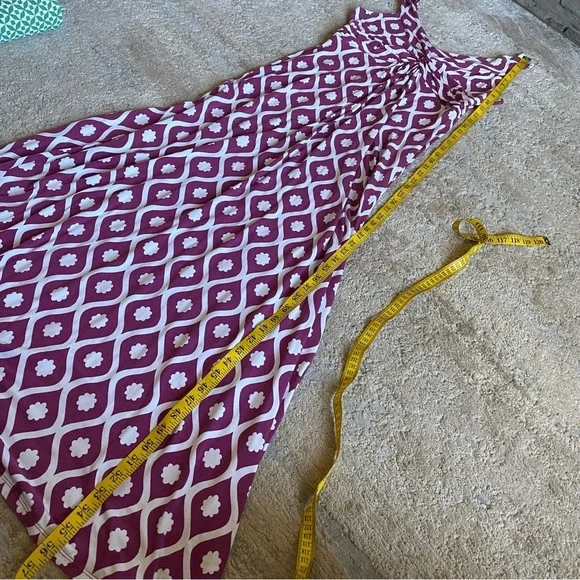 Boden Maxi Dress Long Geo Floral Print V Neck Sleeveless Purple White Twist: 10 - Picture 10 of 10